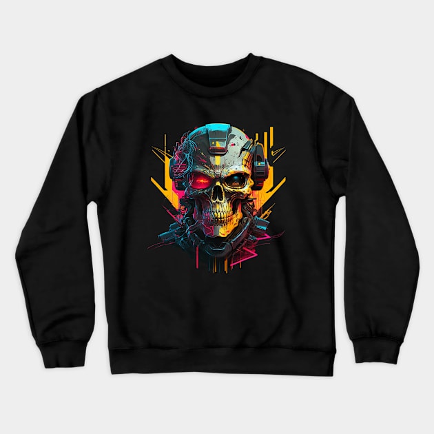 Futuristic Robotic Skull Crewneck Sweatshirt by Open World Games